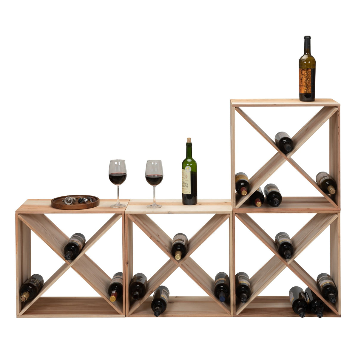 Four-Piece Modular Wine Storage Cube Set