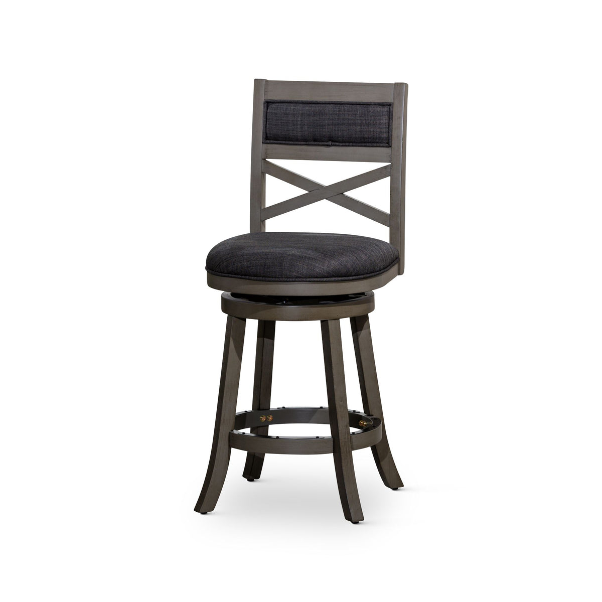 Weathered Gray X-Back Swivel Counter Stool
