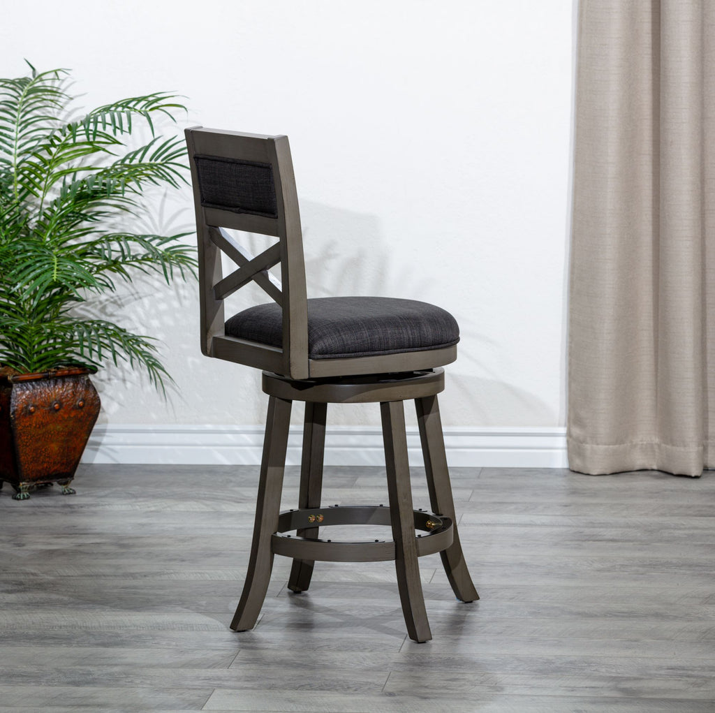 Weathered Gray X-Back Swivel Counter Stool
