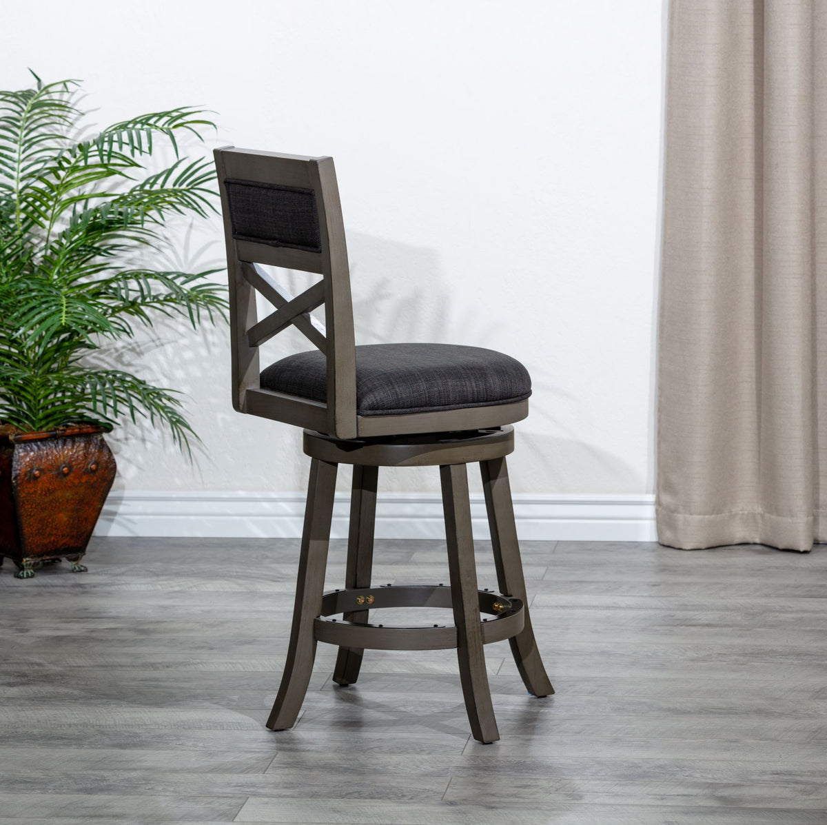 Weathered Gray X-Back Swivel Counter Stool