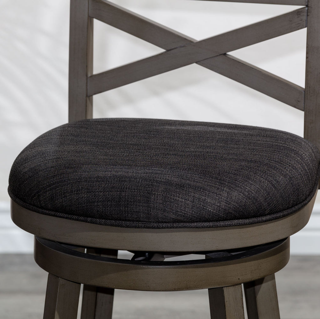 Weathered Gray X-Back Swivel Counter Stool