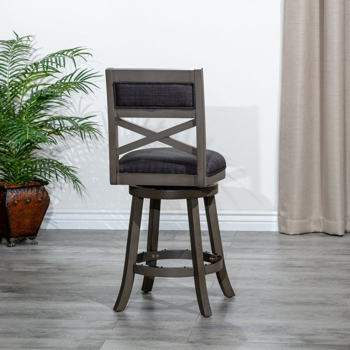Weathered Gray X-Back Swivel Counter Stool