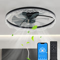 Modern Black Flush-Mount Ceiling Fan Light