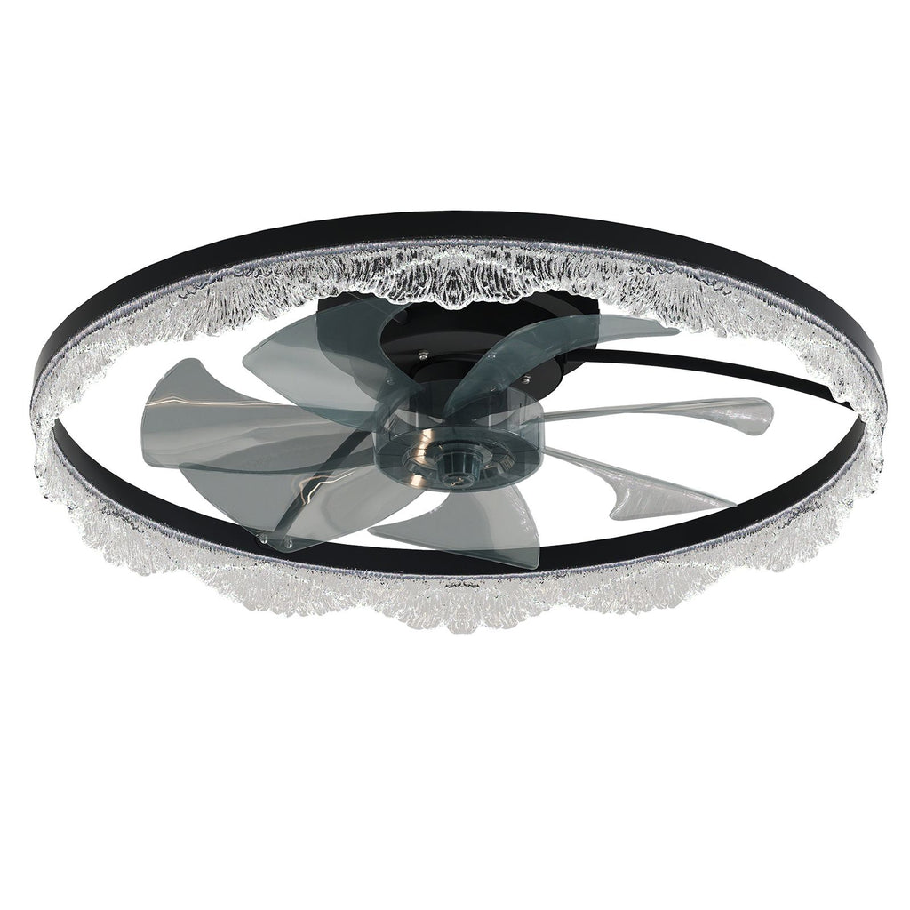 Modern Black Flush-Mount Ceiling Fan Light