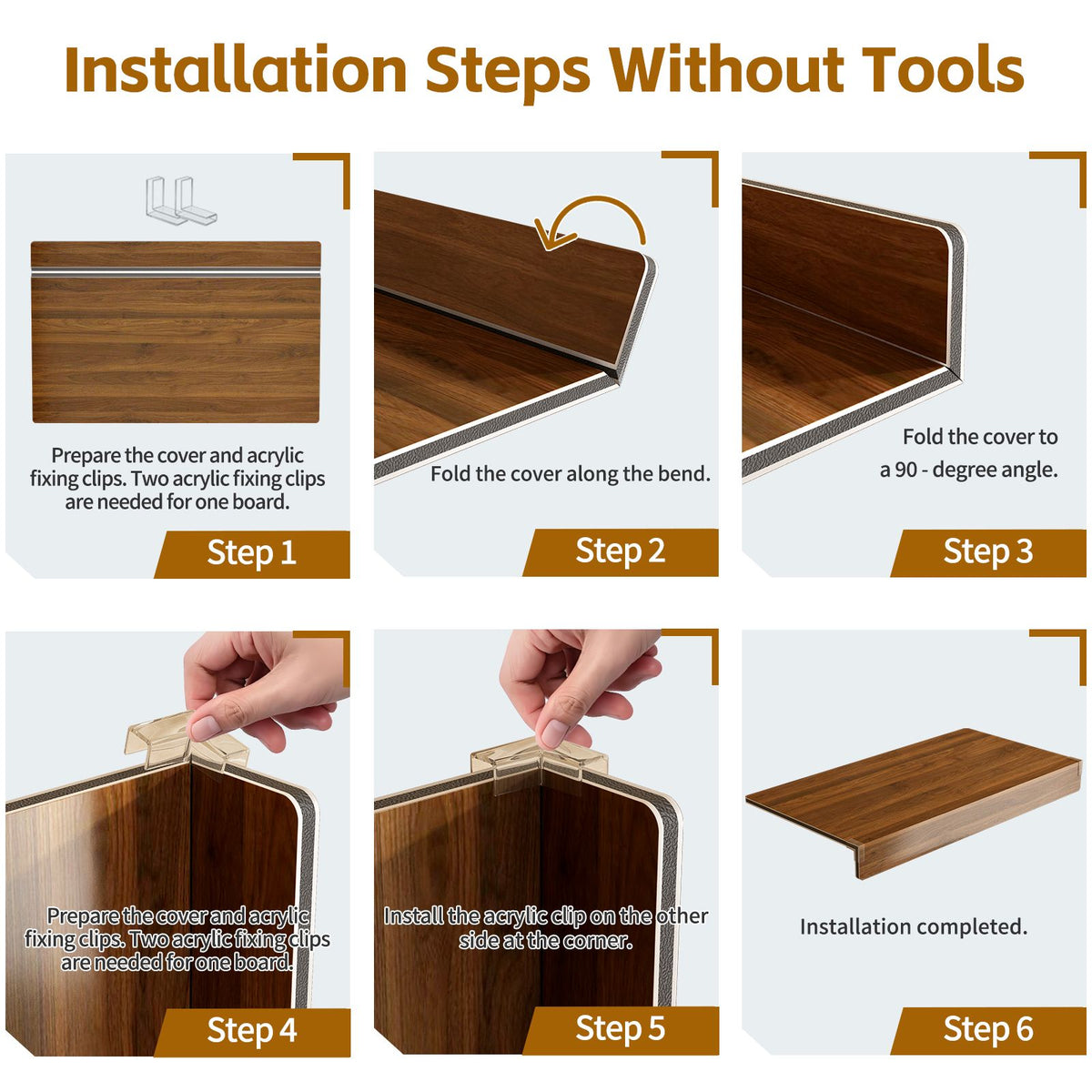 Walnut Wood-Grain Wire Shelf Cover Set