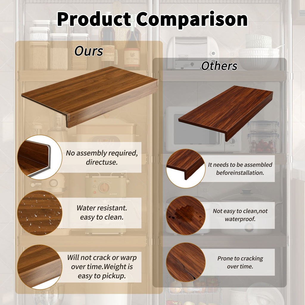 Walnut Wood-Grain Wire Shelf Cover Set
