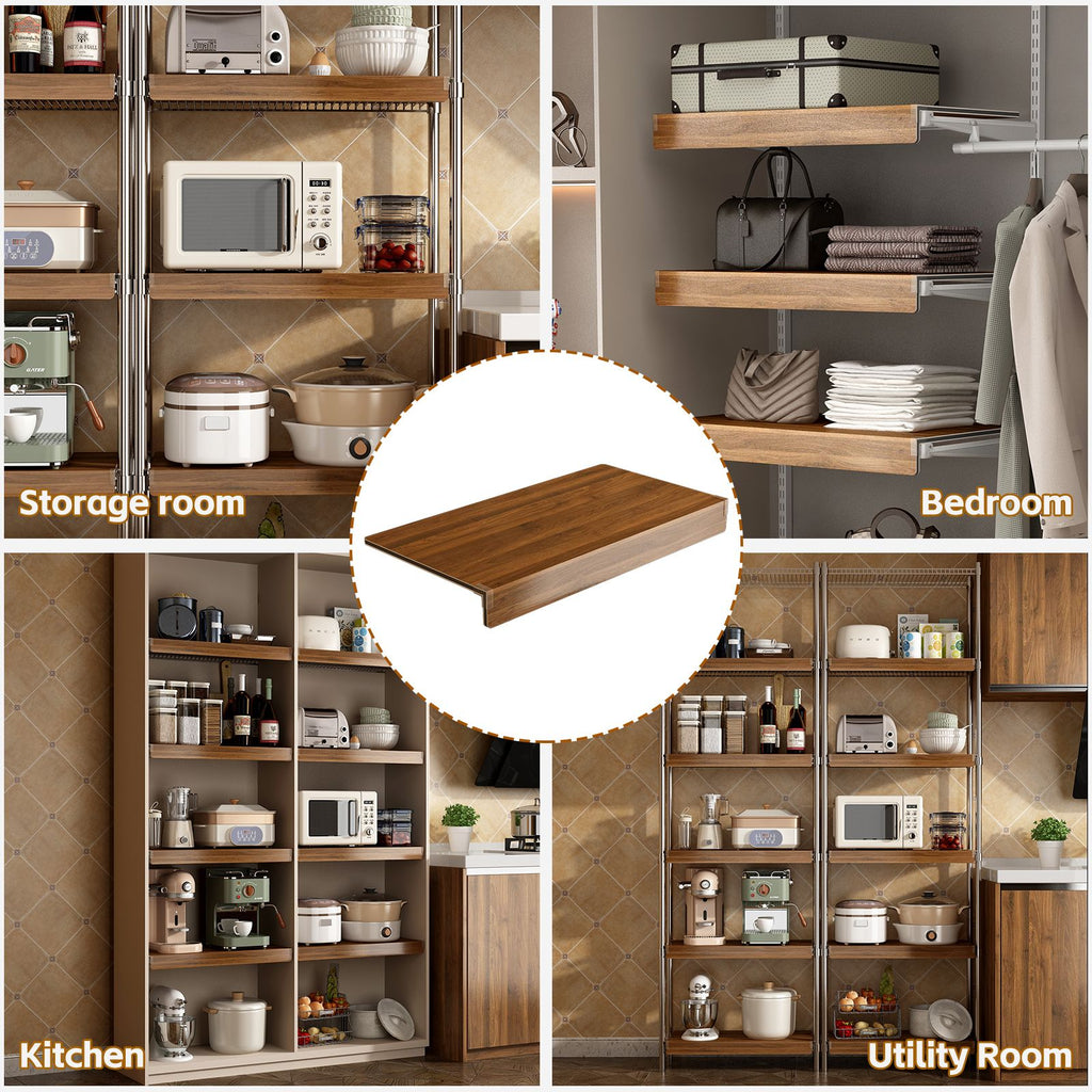 Walnut Wood-Grain Wire Shelf Cover Set