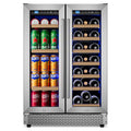 Dual-Zone Wine and Beverage Refrigerator with Locking French Doors