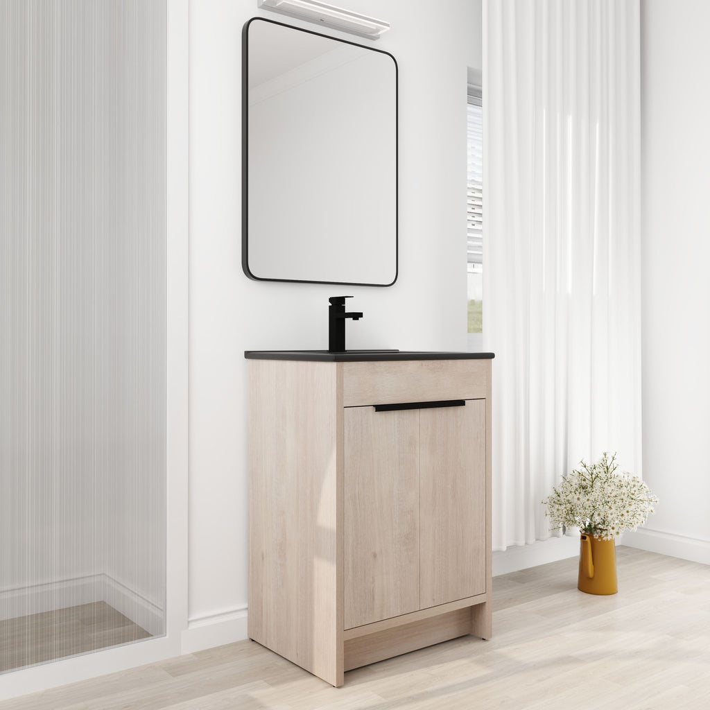 24 Freestanding Bathroom Vanity with Ceramic Sink and Soft-Close Doors