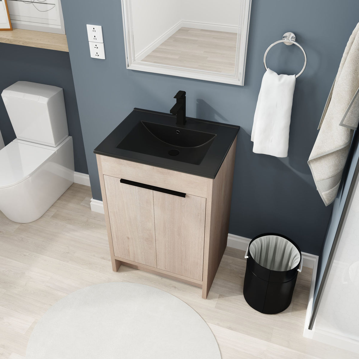 24 Freestanding Bathroom Vanity with Ceramic Sink and Soft-Close Doors