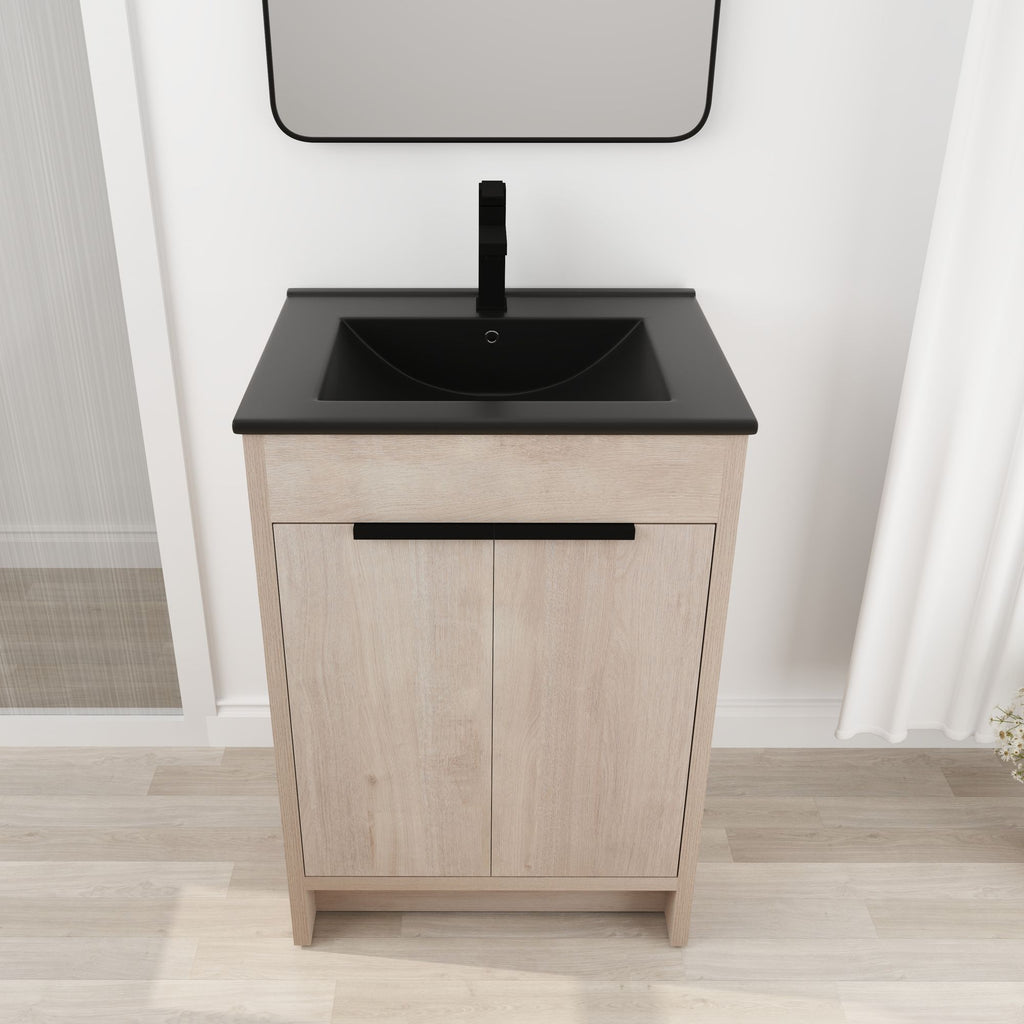 24 Freestanding Bathroom Vanity with Ceramic Sink and Soft-Close Doors