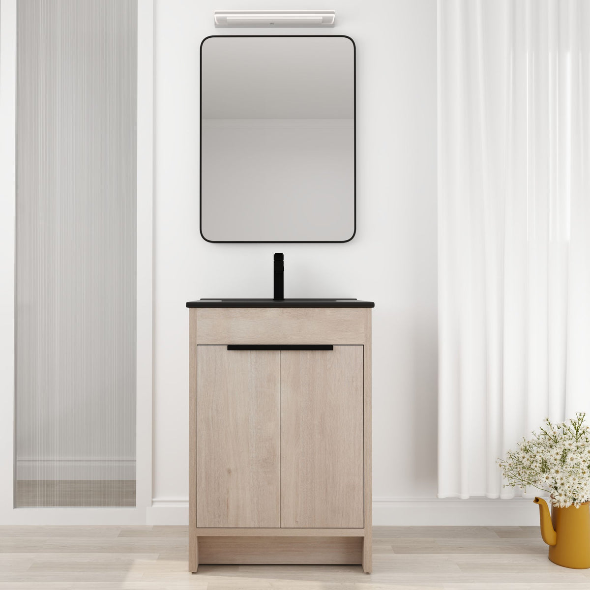 24 Freestanding Bathroom Vanity with Ceramic Sink and Soft-Close Doors