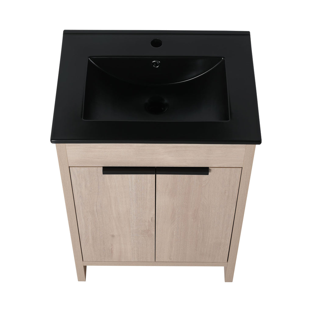 24 Freestanding Bathroom Vanity with Ceramic Sink and Soft-Close Doors