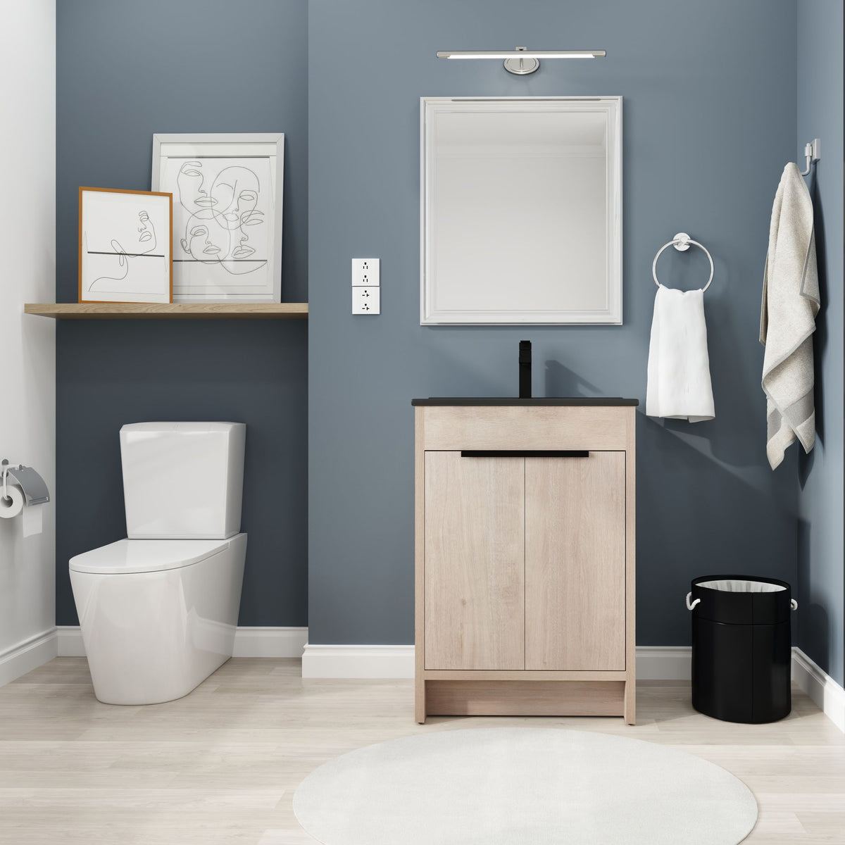 24 Freestanding Bathroom Vanity with Ceramic Sink and Soft-Close Doors