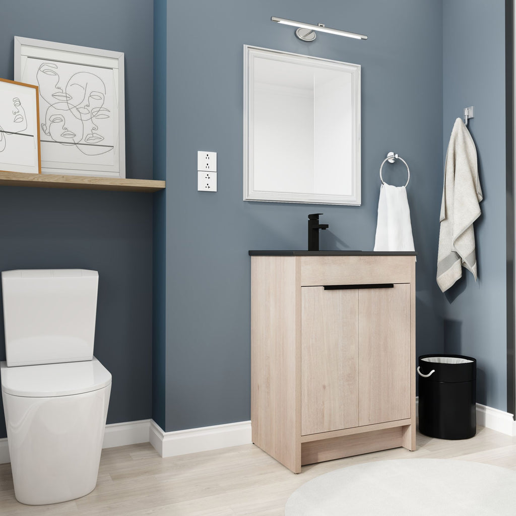 24 Freestanding Bathroom Vanity with Ceramic Sink and Soft-Close Doors