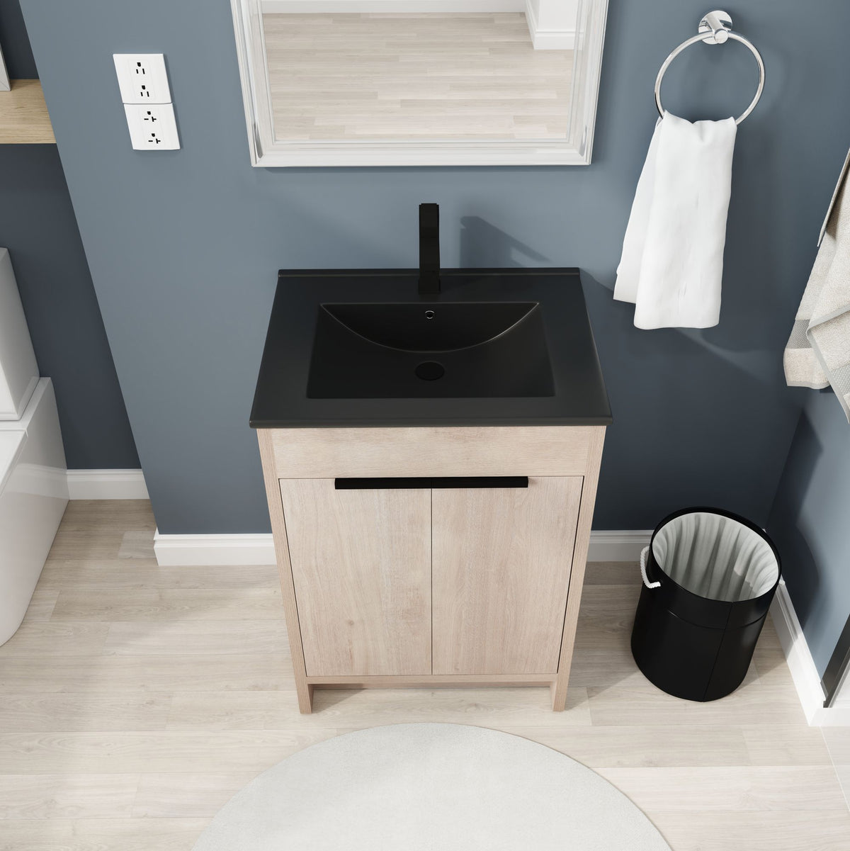24 Freestanding Bathroom Vanity with Ceramic Sink and Soft-Close Doors