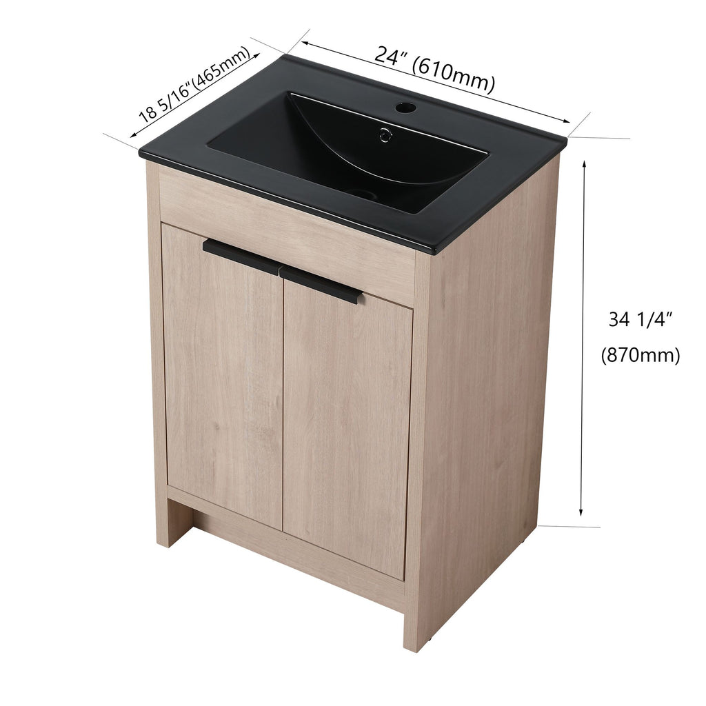 24 Freestanding Bathroom Vanity with Ceramic Sink and Soft-Close Doors