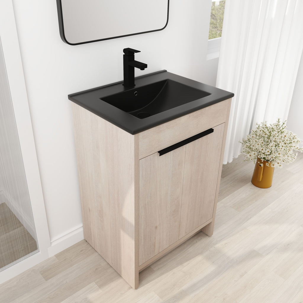 24 Freestanding Bathroom Vanity with Ceramic Sink and Soft-Close Doors