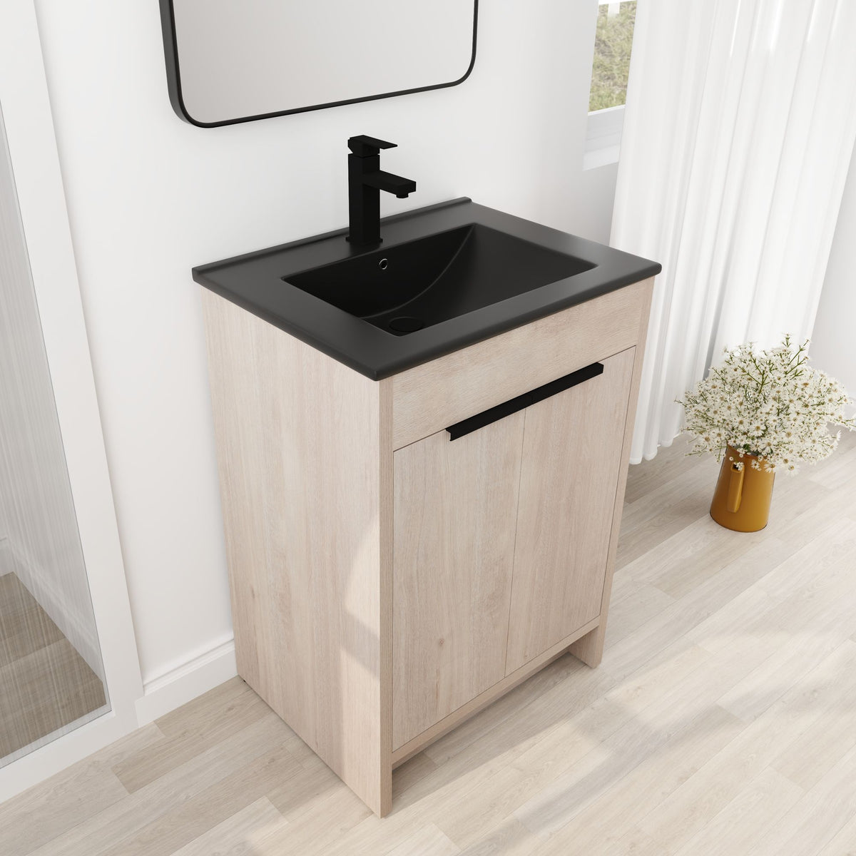 24 Freestanding Bathroom Vanity with Ceramic Sink and Soft-Close Doors