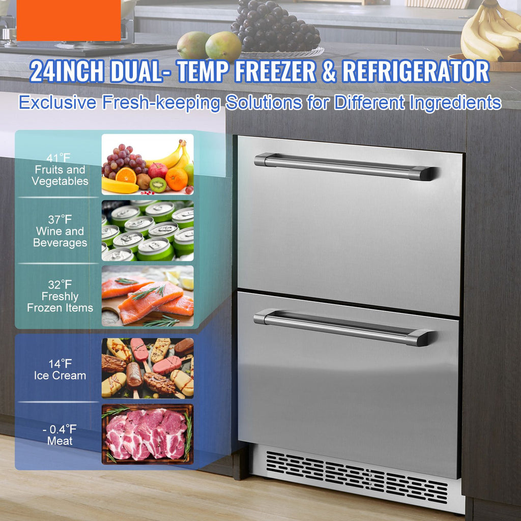 Two-Drawer Undercounter Refrigerator with Independent Zones