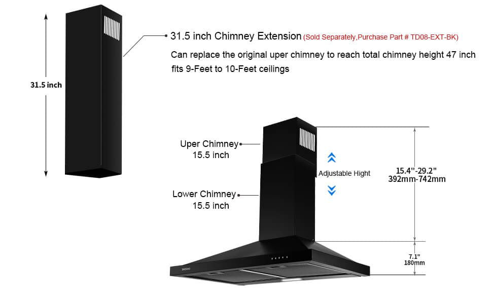 Classic Chimney Range Hood with Mechanical Controls
