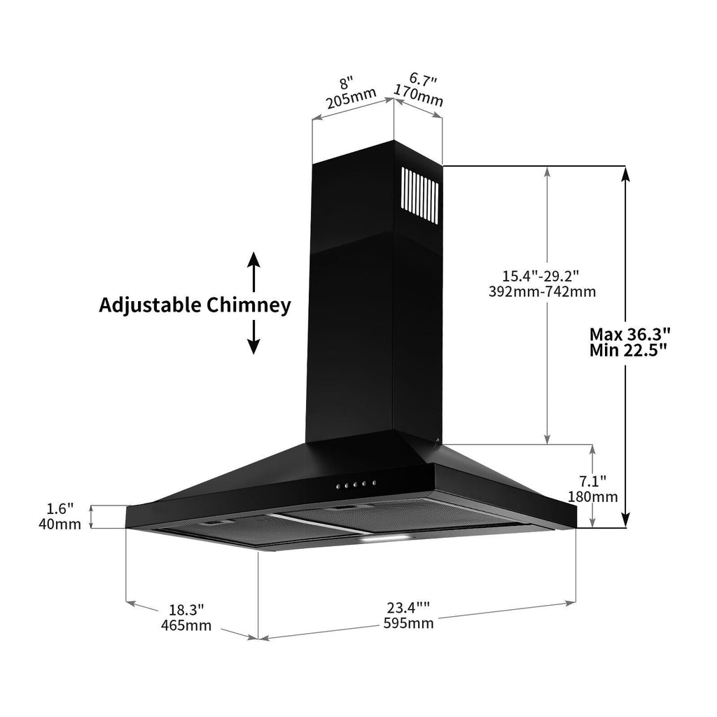 Classic Chimney Range Hood with Mechanical Controls