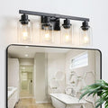 Modern Black Four-Light Vanity Wall Fixture