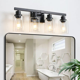 Modern Black Four-Light Vanity Wall Fixture