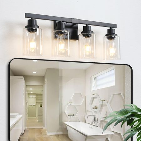Modern Black Four-Light Vanity Wall Fixture