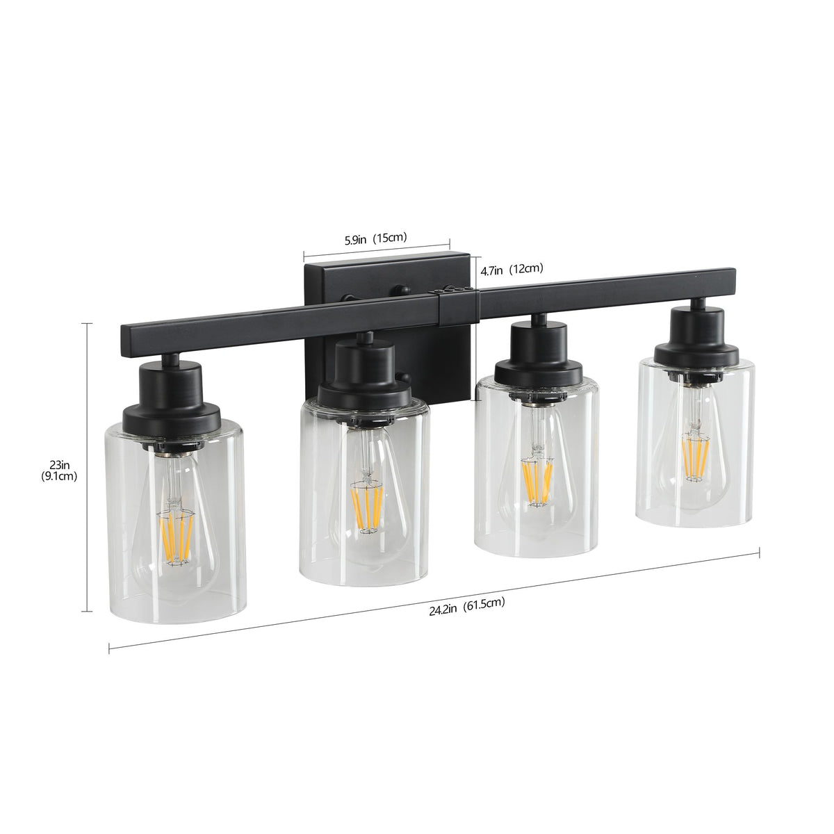 Modern Black Four-Light Vanity Wall Fixture