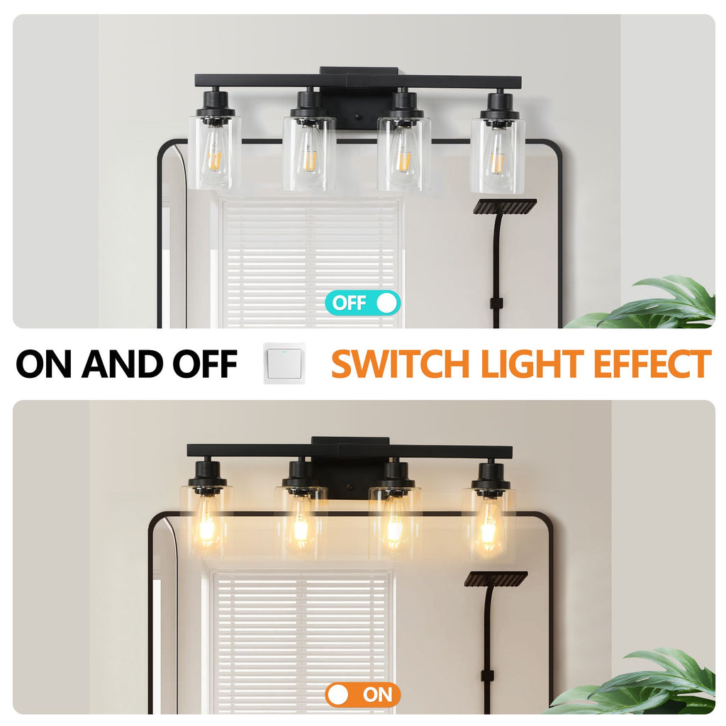 Modern Black Four-Light Vanity Wall Fixture
