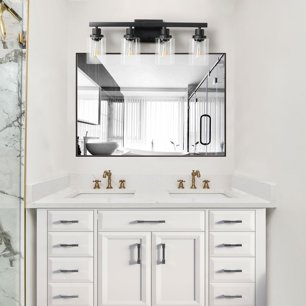 Modern Black Four-Light Vanity Wall Fixture