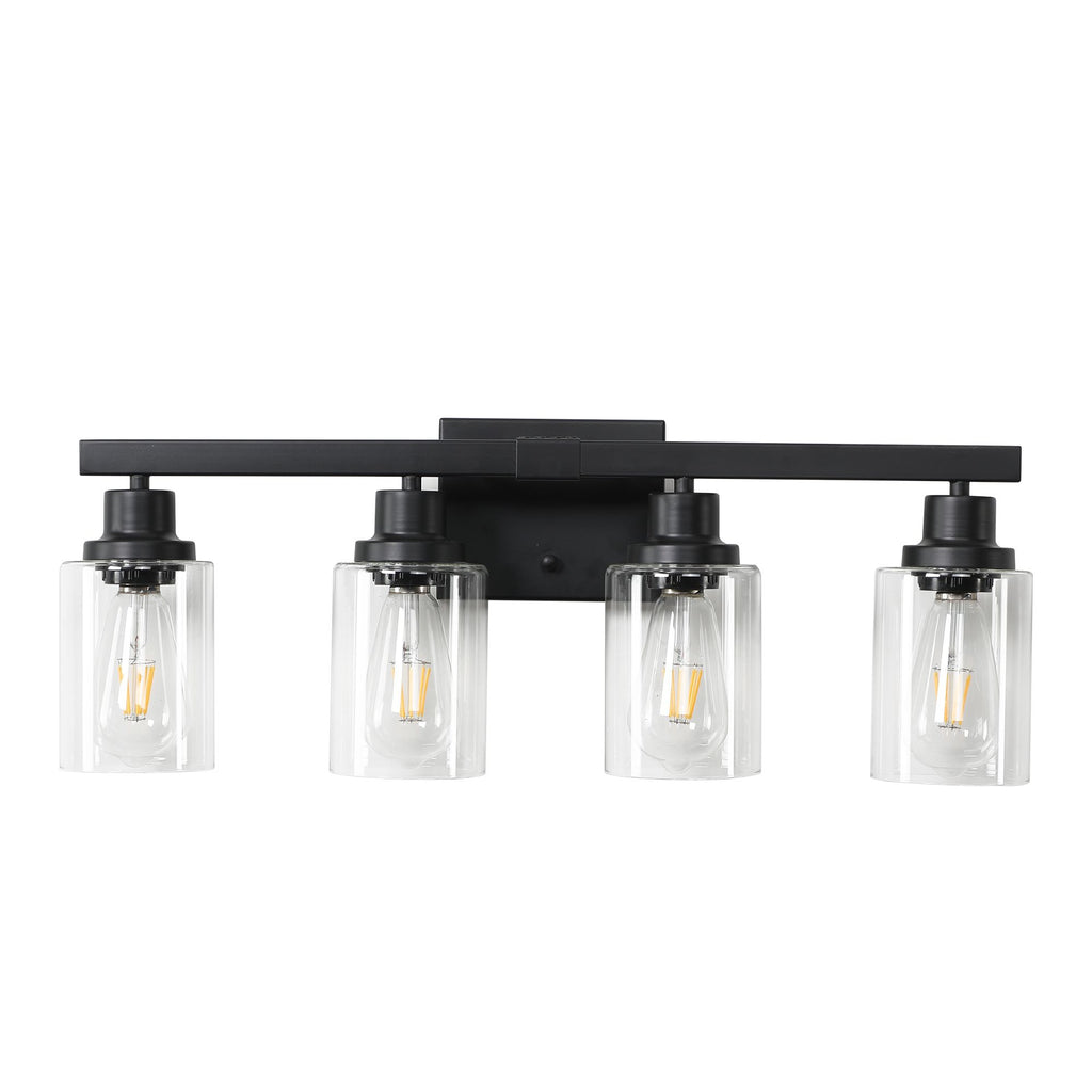 Modern Black Four-Light Vanity Wall Fixture