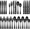 24-Piece Silverware Set with Steak Knives Steel Tableware Cutlery Set