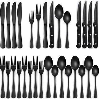 24-Piece Silverware Set with Steak Knives Steel Tableware Cutlery Set