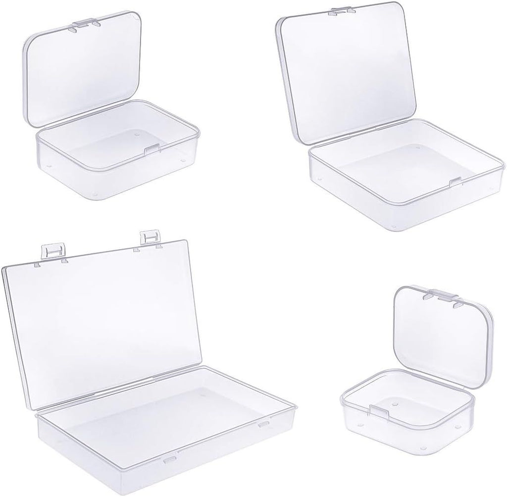 24-Piece Clear Mini Storage Boxes with Hinged Lids for Small Items