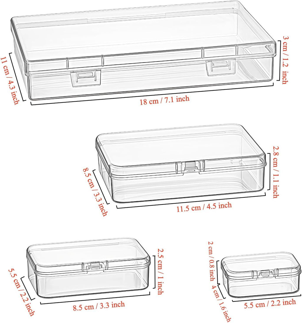 24-Piece Clear Mini Storage Boxes with Hinged Lids for Small Items