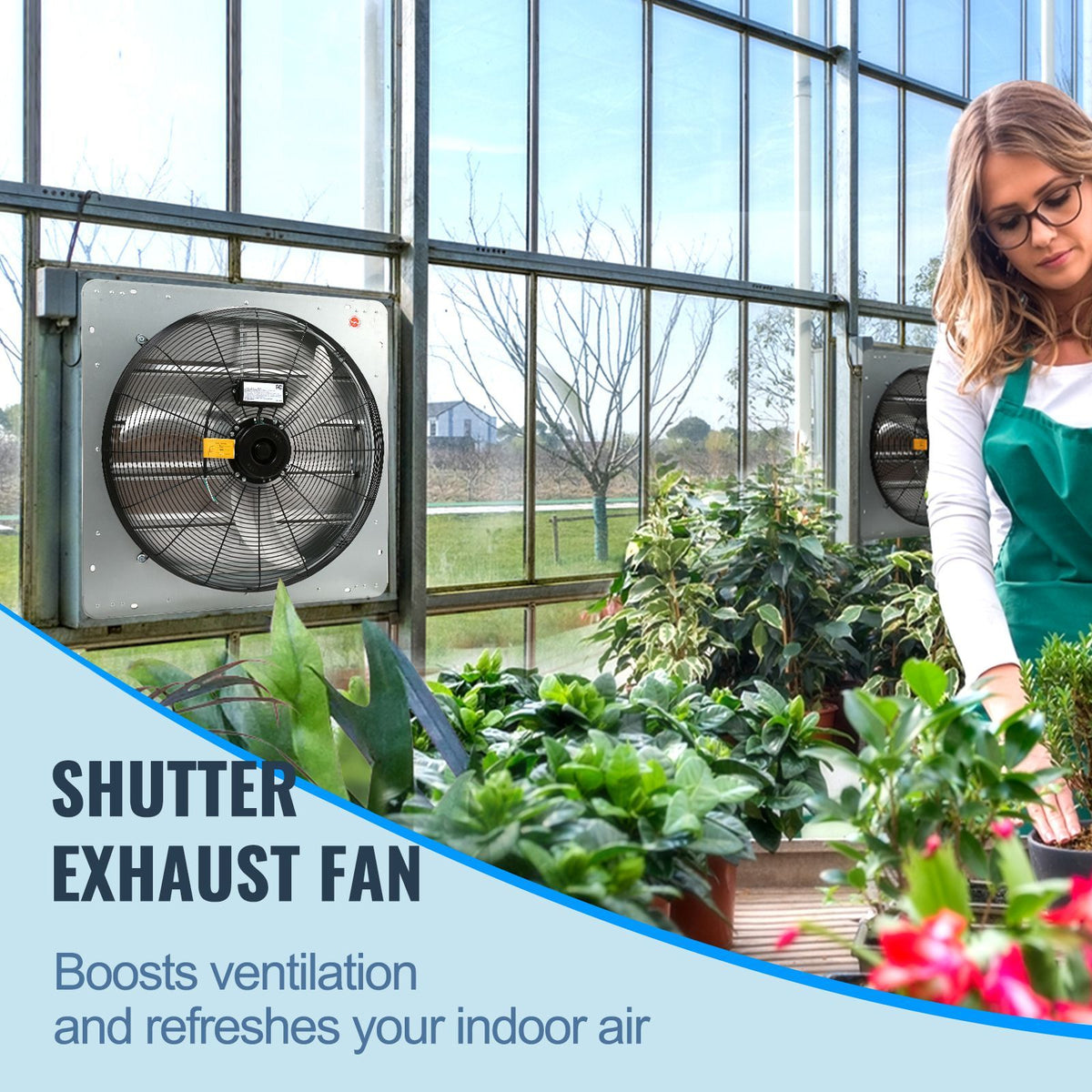 Wall-Mounted Shutter Exhaust Fan for Utility Spaces