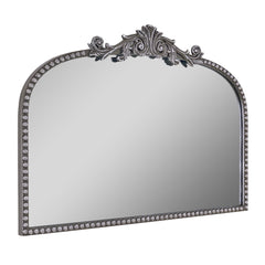 Filigree Arch Metal Mantle Mirror in Silver – Elegant Wall Decor