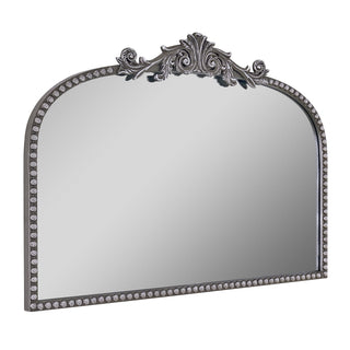 Filigree Arch Metal Mantle Mirror in Silver – Elegant Wall Decor