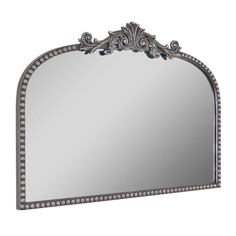 Filigree Arch Metal Mantle Mirror in Silver – Elegant Wall Decor