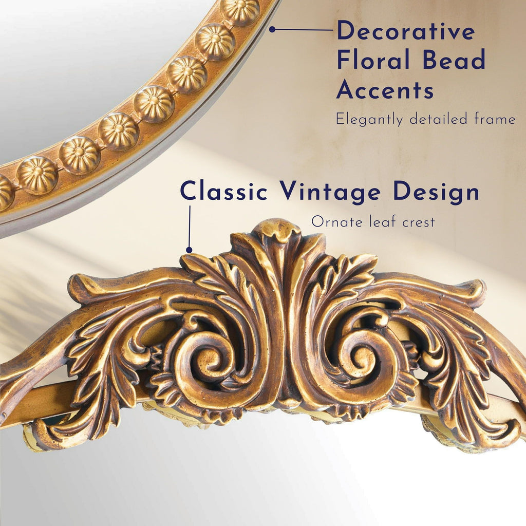 24" x 34" Gold Traditional Arch Decor Mirror - Classic Design & Elegant Accents