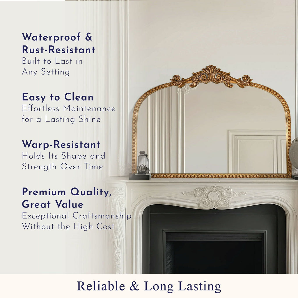 24" x 34" Gold Traditional Arch Decor Mirror - Classic Design & Elegant Accents