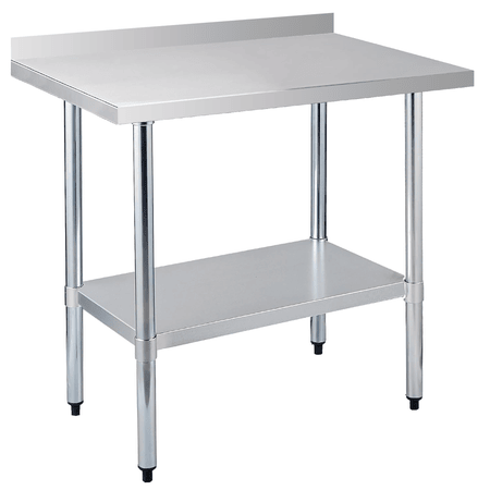 Commercial Kitchen Work Table with Backsplash and Undershelf
