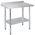 Commercial Kitchen Work Table with Backsplash and Undershelf