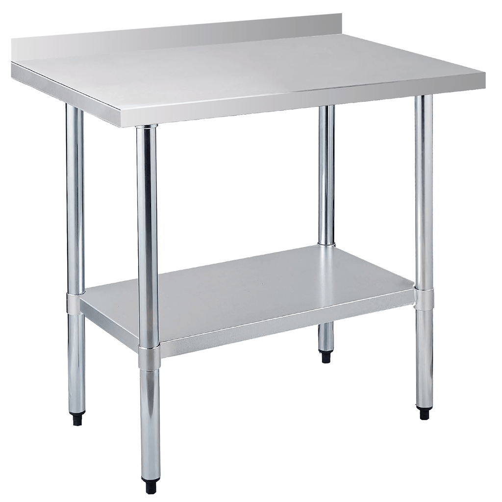 Commercial Kitchen Work Table with Backsplash and Undershelf