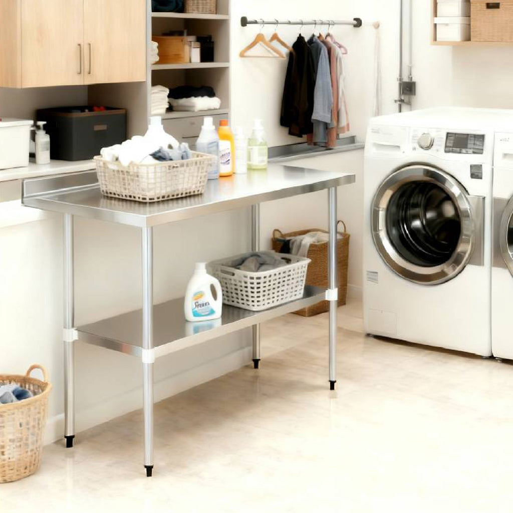 Commercial Work Table with Backsplash and Undershelf