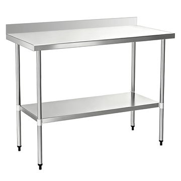 Stainless Steel Commercial Work Table with Backsplash and Undershelf