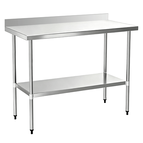 Stainless Steel Commercial Work Table with Backsplash and Undershelf