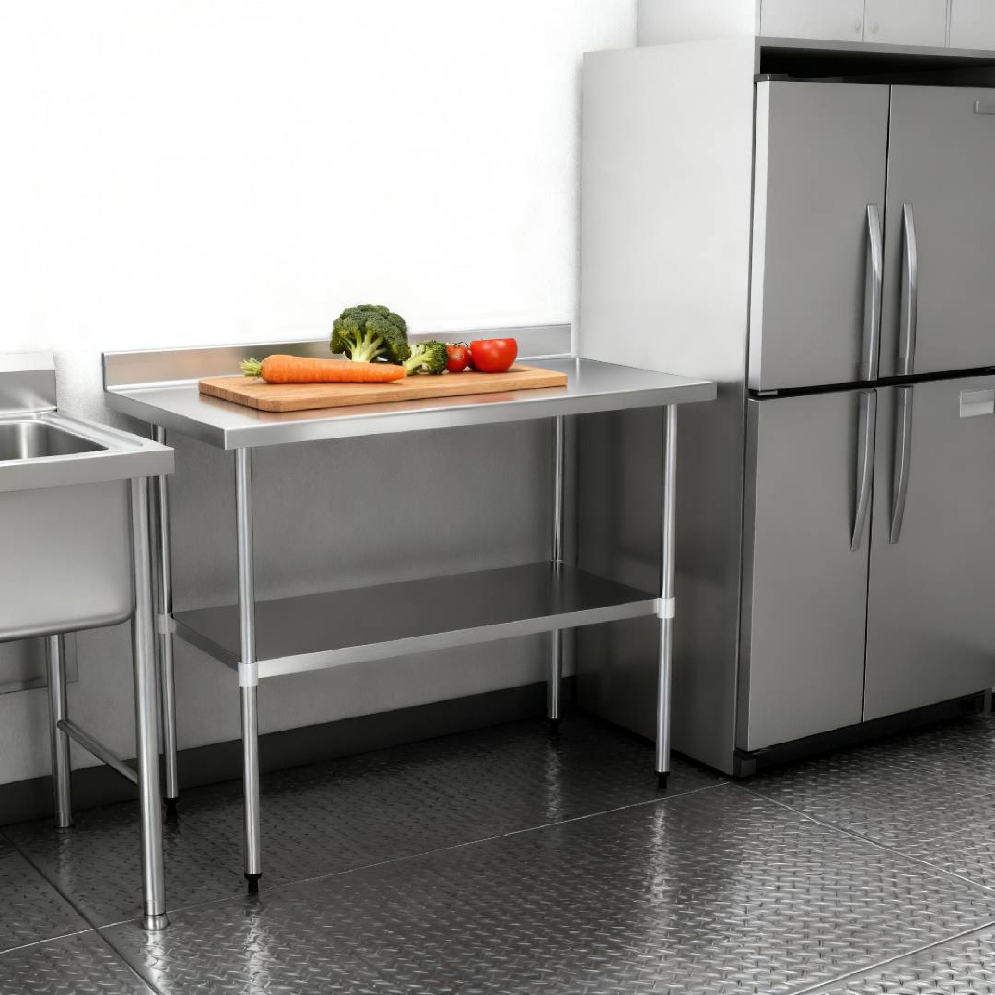 Commercial Work Table with Backsplash and Undershelf